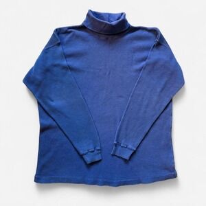 Vintage Gap blue turtleneck sweater waffle knit 90s boxy oversized M L XL